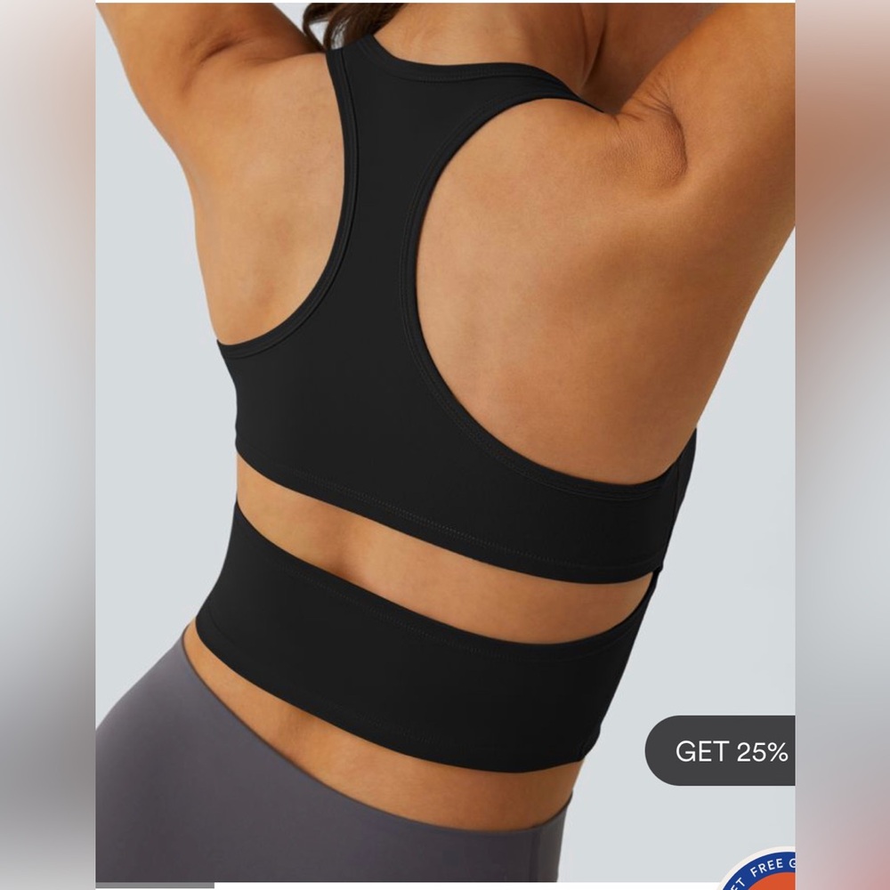 Halara U Neck Backless Racerback Cut Out Cropped Yoga Tank Top, small